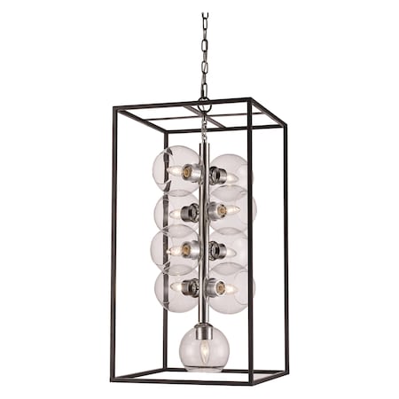 Trans Globe 9Lt Pendant Sq Industrial-Bk/P 10978 BK/PC